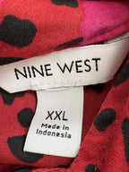 Nine West Animal Print Blouse Red Pink - tag