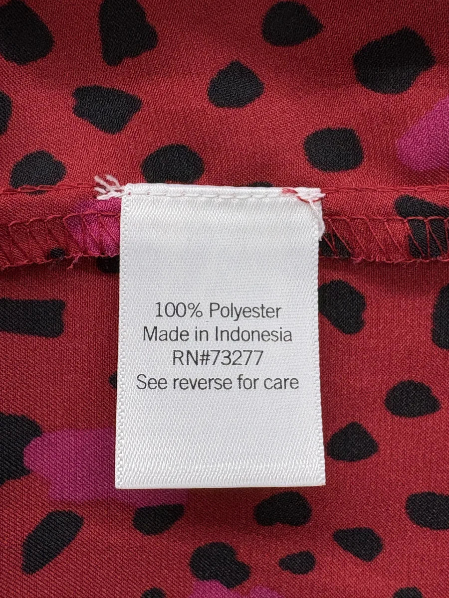 Nine West Animal Print Blouse Red Pink - label