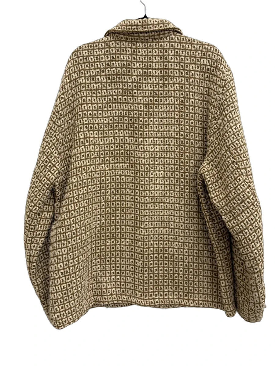 Nova Men Geometric Textured Shirt Jacket Tan Cream - back