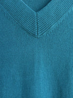 J. Jill Teal V-Neck Knit Sweater Small - detail