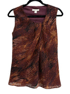 Coldwater Creek Abstract Print Chiffon Sleeveless Blouse XS - front