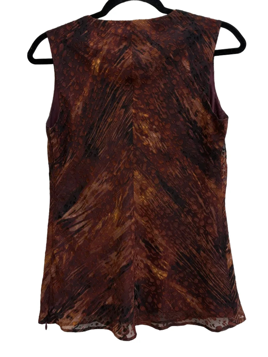 Coldwater Creek Abstract Print Chiffon Sleeveless Blouse XS - back