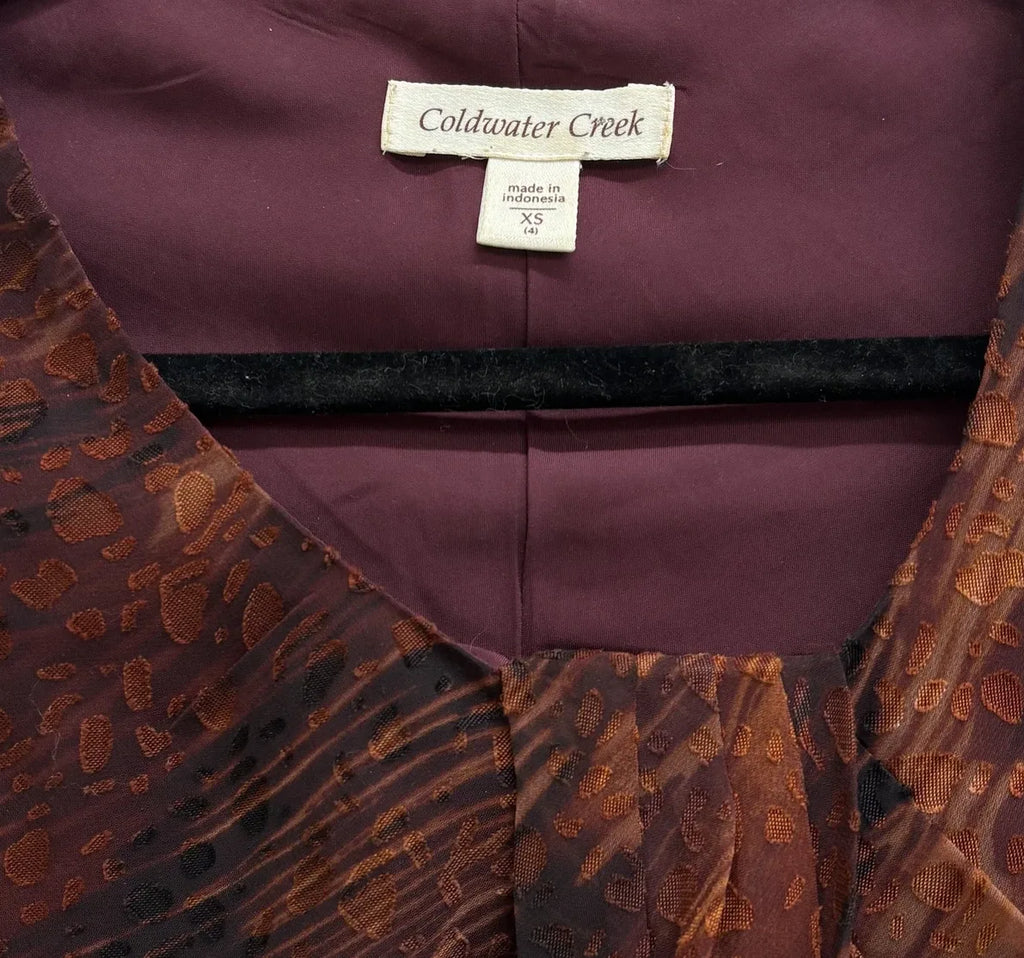 Coldwater Creek Abstract Print Chiffon Sleeveless Blouse XS - detail