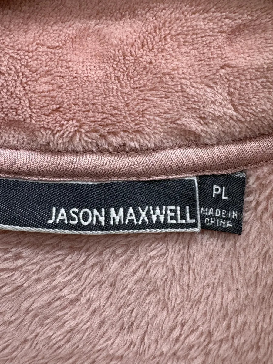 Jason Maxwell Pink Embossed Dot Fleece Full-Zip Jacket - tag