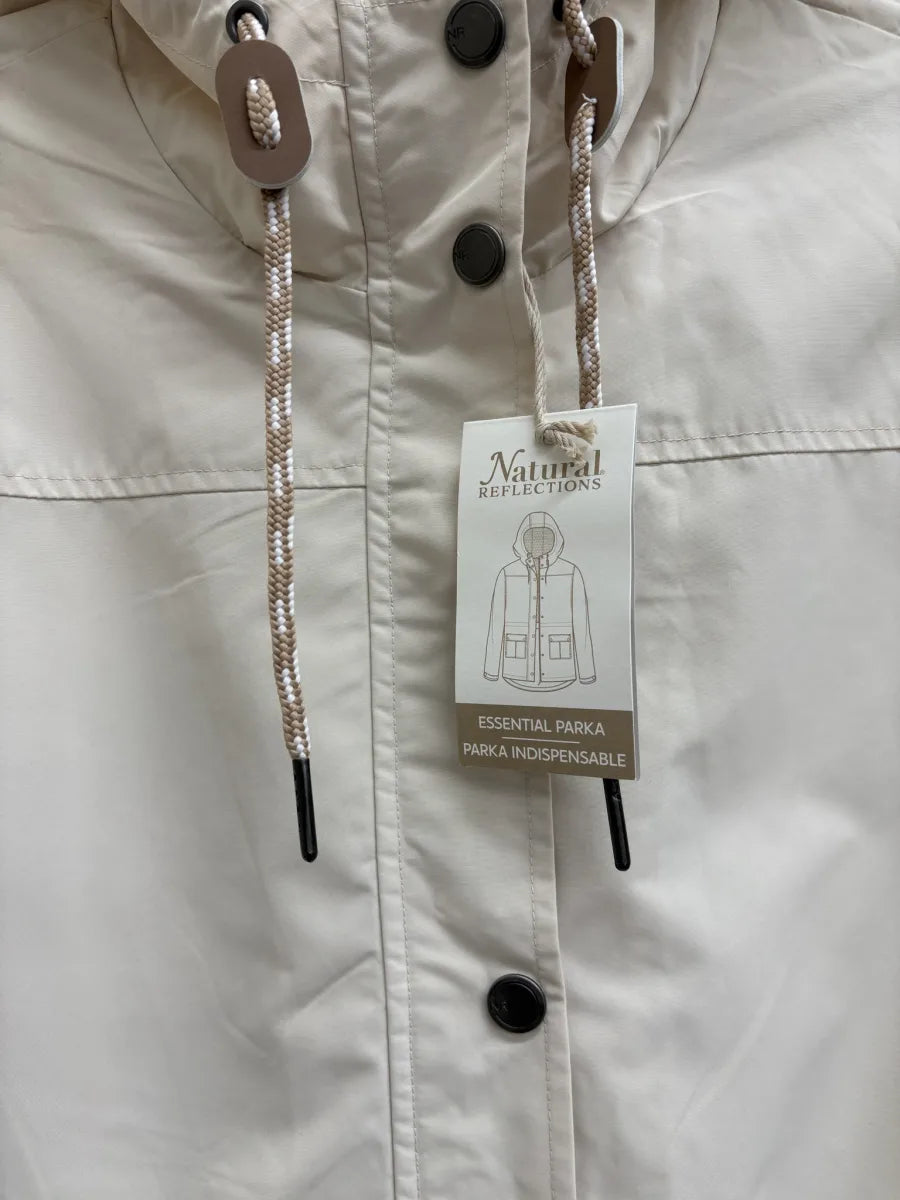 Natural Reflections Cream Essential Parka Jacket Hood - detail