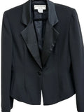 Jones New York Black Satin Lapel Blazer - front