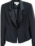Jones New York Black Satin Lapel Blazer - front