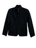 Black Embossed Quilted Zip-Front Jacket - front