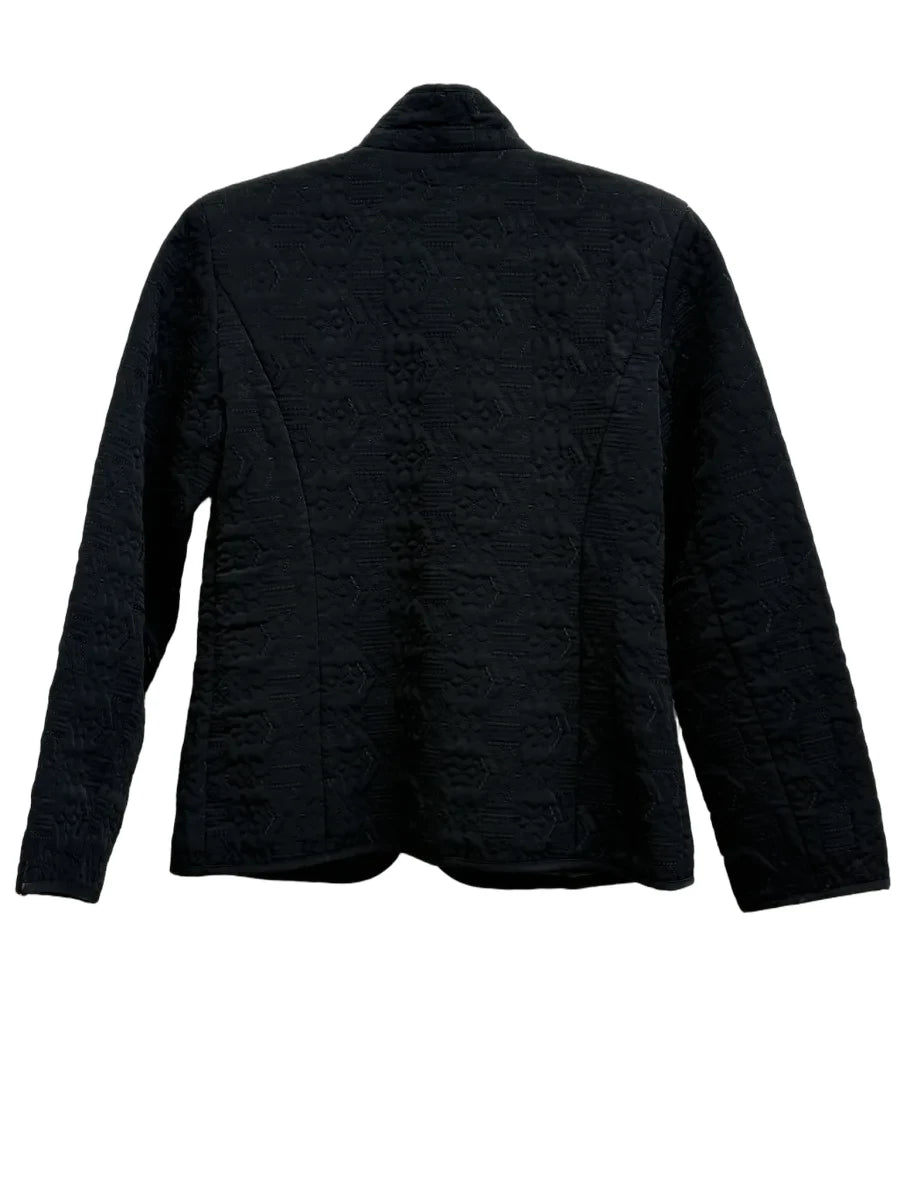 Black Embossed Quilted Zip-Front Jacket