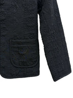 Black Embossed Quilted Zip-Front Jacket