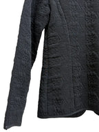 Black Embossed Quilted Zip-Front Jacket