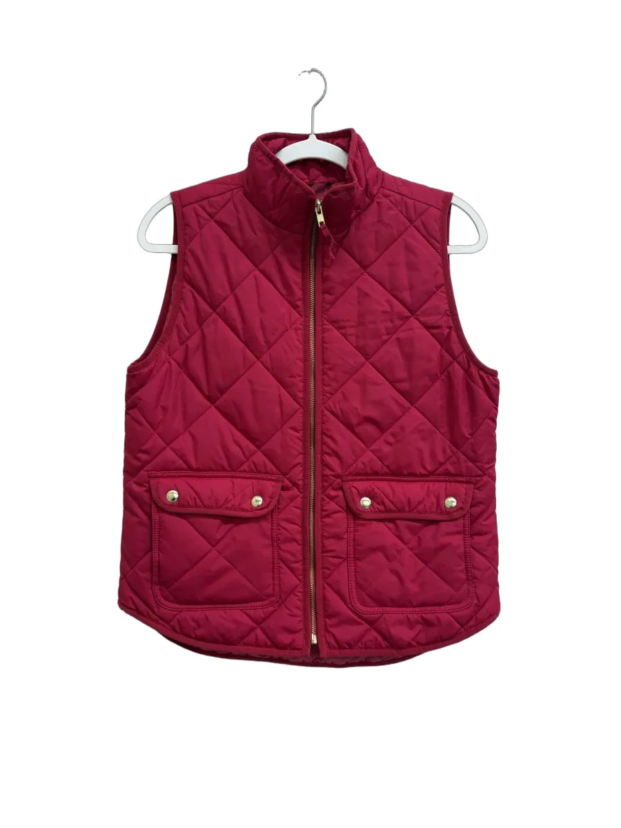 J.Crew Quilted Puffer Vest Raspberry Pink - front