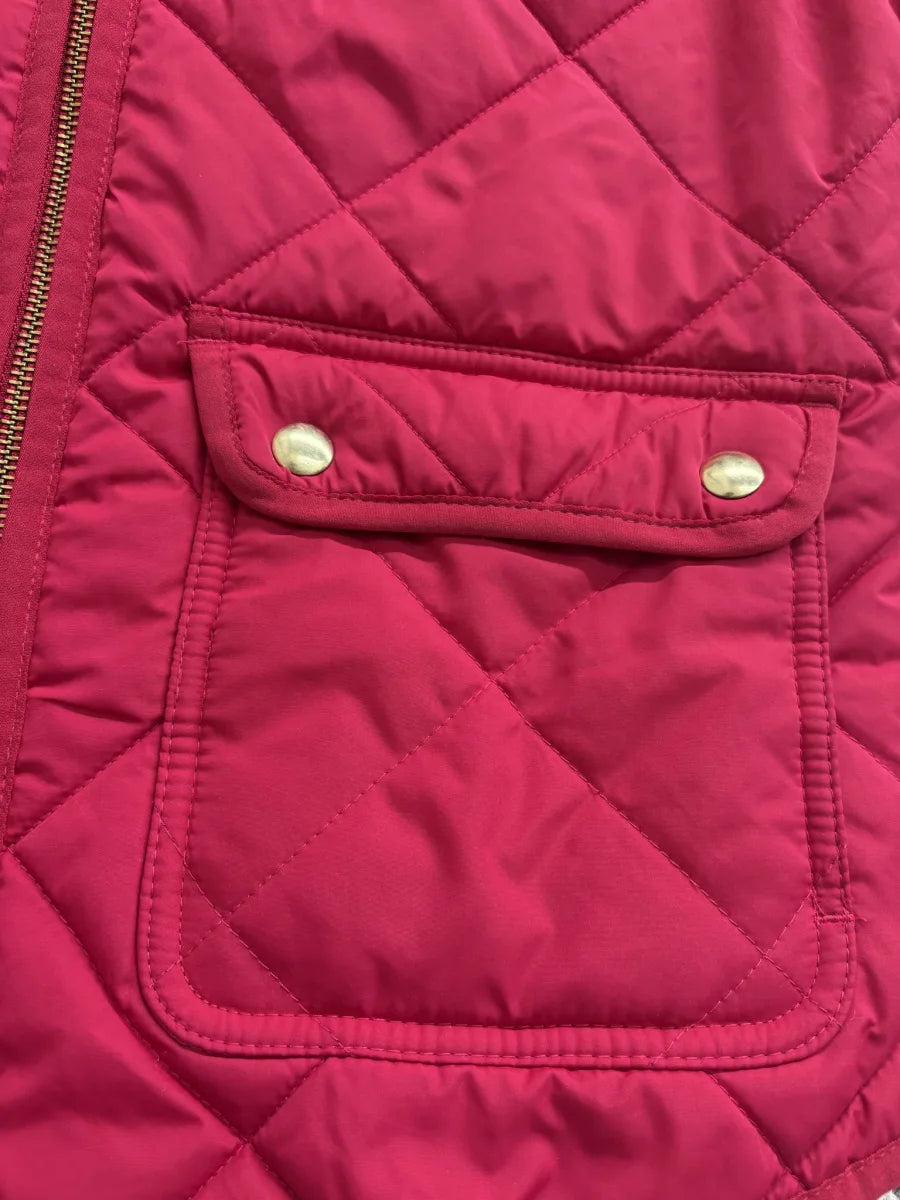 J.Crew Quilted Puffer Vest Raspberry Pink - detail