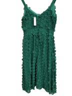 Eva Franco 3D Floral Applique A-Line Midi Dress Green - back