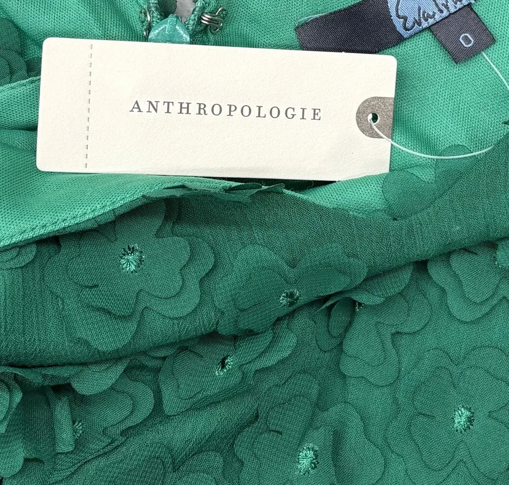 Eva Franco 3D Floral Applique A-Line Midi Dress Green - tag
