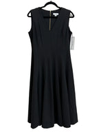Calvin Klein V-Neck Sleeveless Fit and Flare Midi Dress Black - front