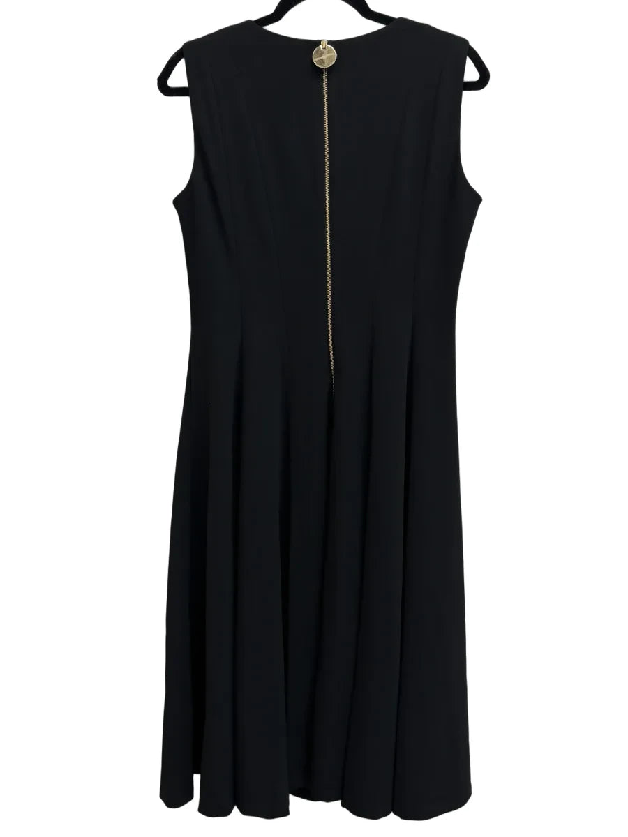 Calvin Klein V-Neck Sleeveless Fit and Flare Midi Dress Black - back