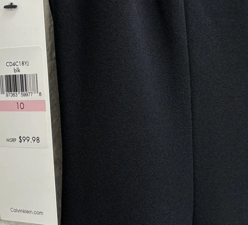 Calvin Klein V-Neck Sleeveless Fit and Flare Midi Dress Black - label