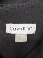 Calvin Klein V-Neck Sleeveless Fit and Flare Midi Dress Black - label