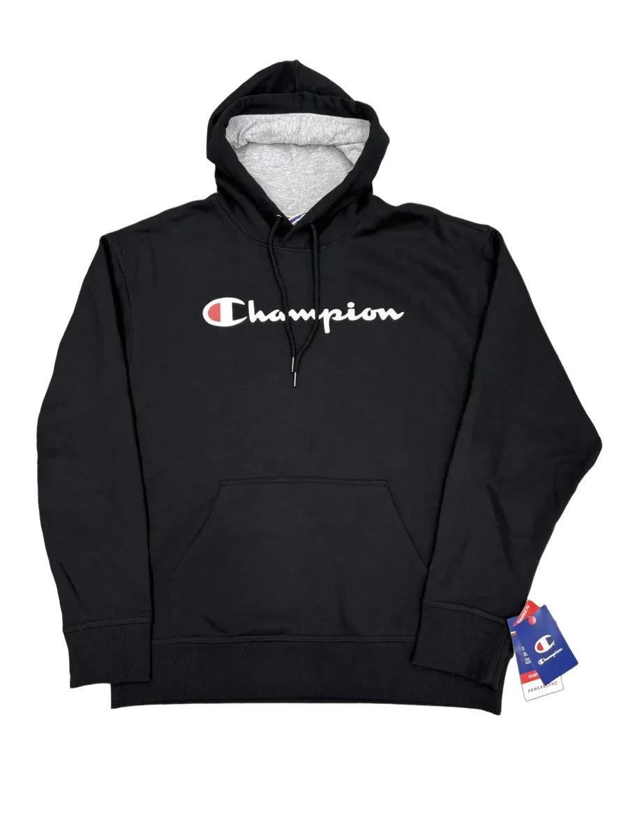 Champion Powerblend Script Logo Pullover Hoodie Black - front