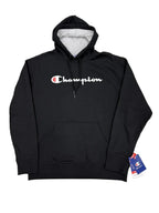 Champion Powerblend Script Logo Pullover Hoodie Black - front