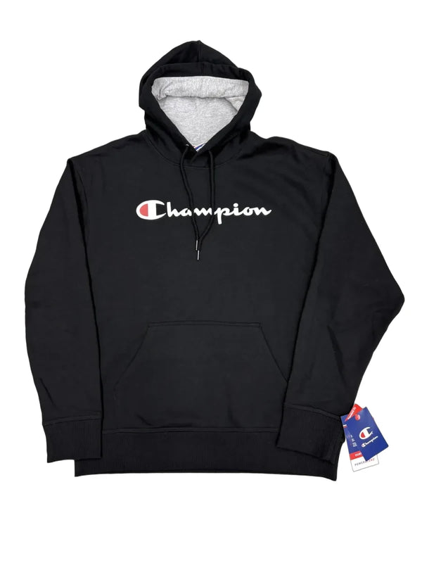 Champion Powerblend Script Logo Pullover Hoodie Black - front