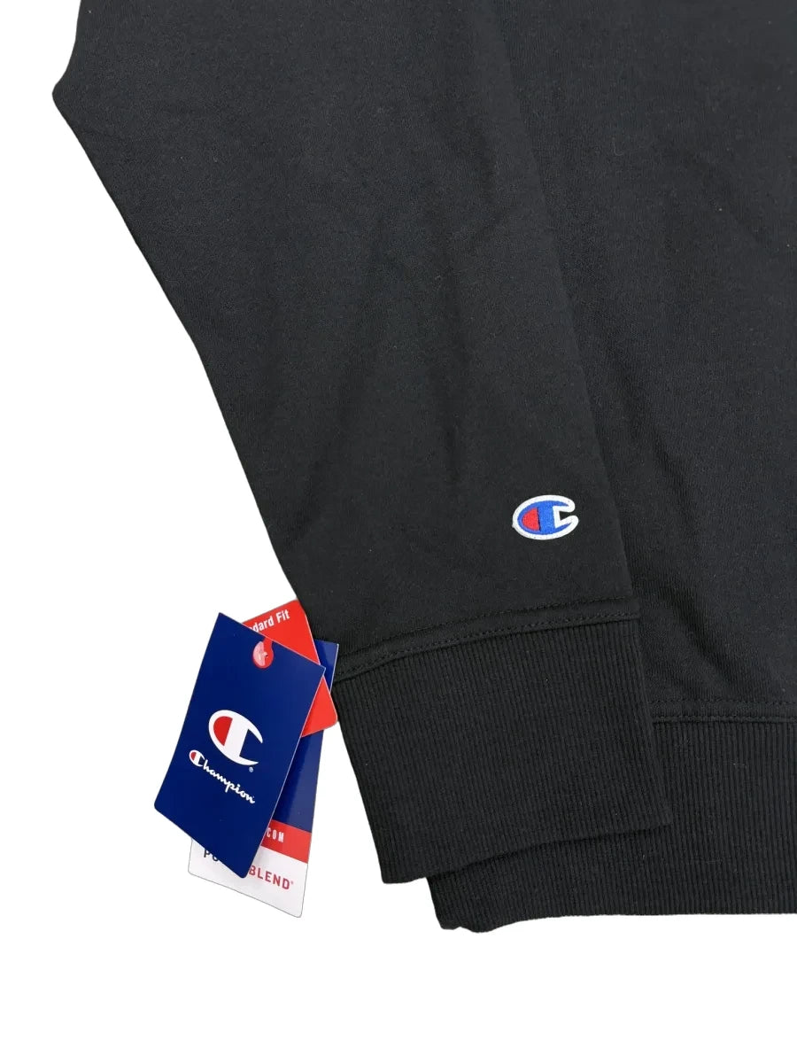Champion Powerblend Script Logo Pullover Hoodie Black - detail