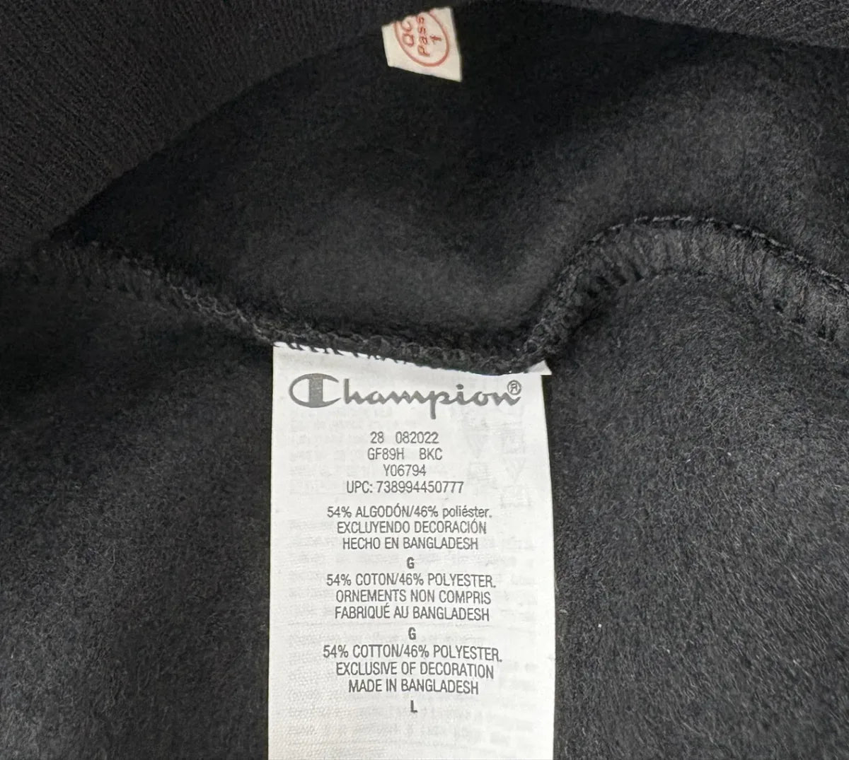 Champion Powerblend Script Logo Pullover Hoodie Black - tag