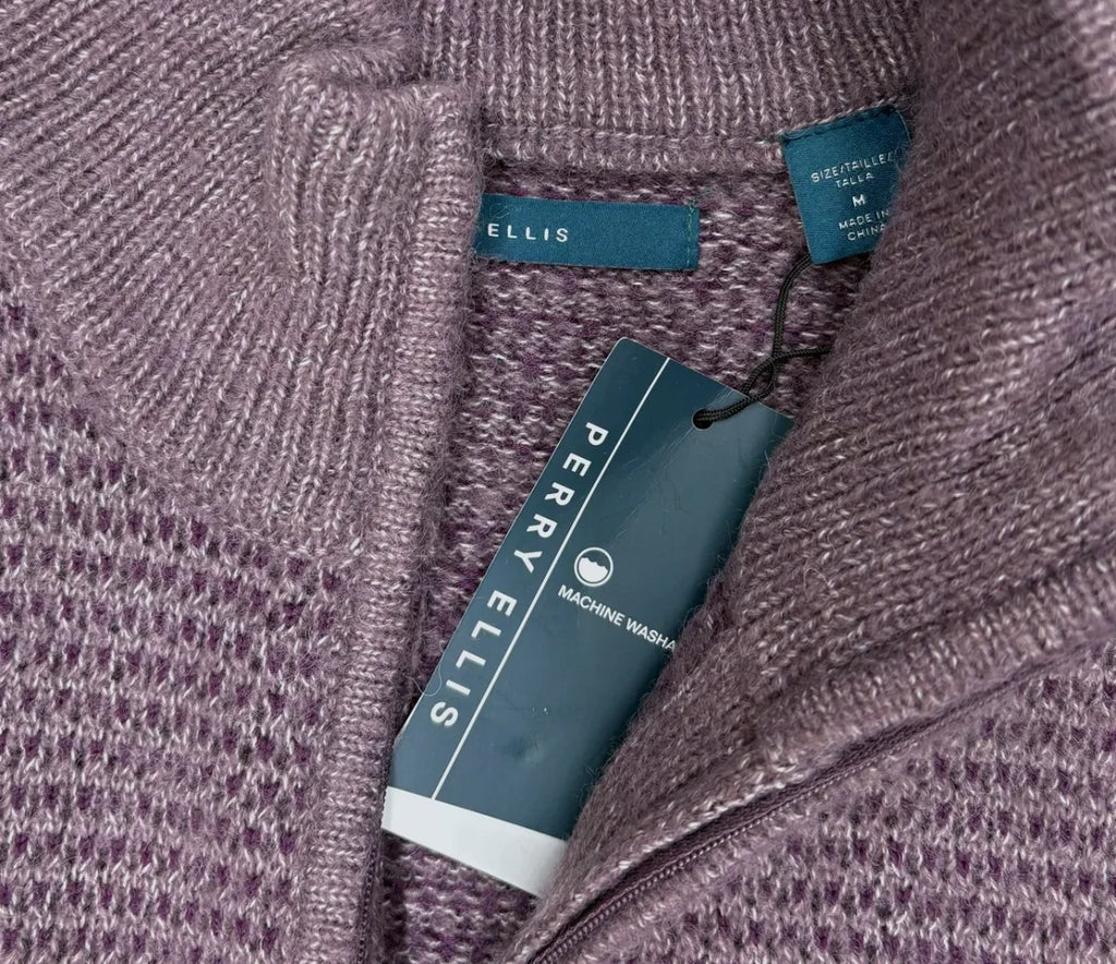 Perry Ellis Open-Front Shawl Collar Knit Sweater - label