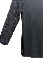 NIC+ZOE Lace Sleeve Knit Top Black - detail
