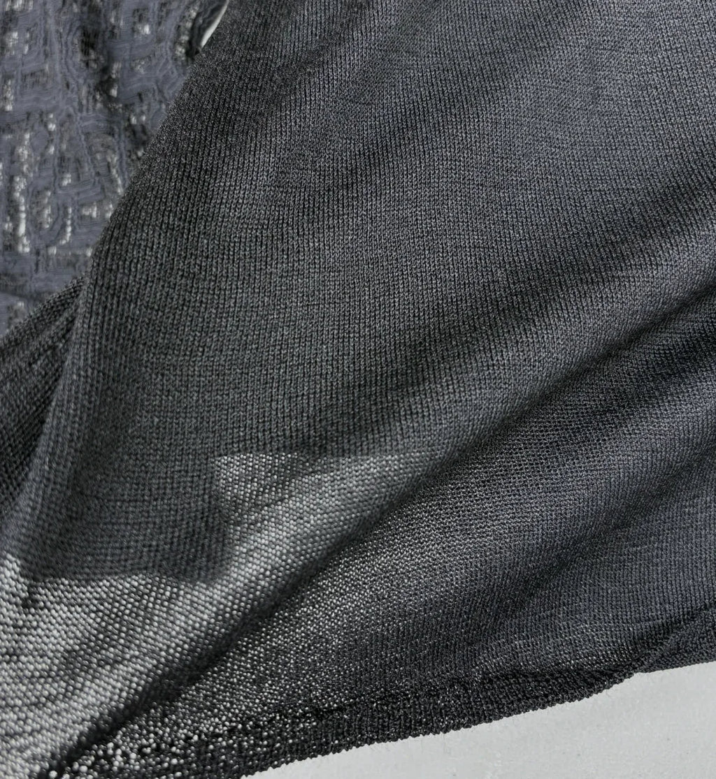 NIC+ZOE Lace Sleeve Knit Top Black - detail