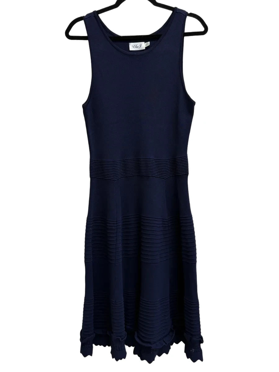 Eliza J Knit Fit and Flare Sleeveless Dress Navy - front