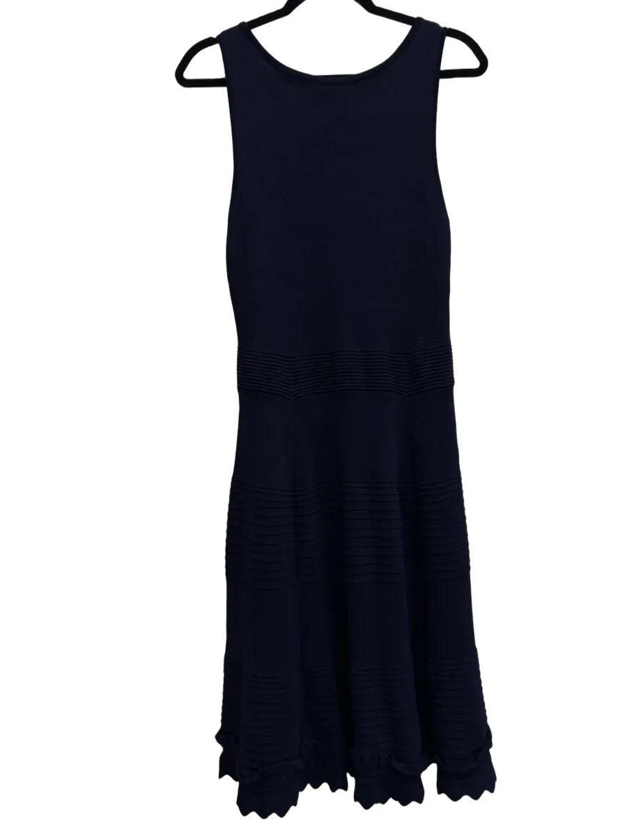 Eliza J Knit Fit and Flare Sleeveless Dress Navy - back