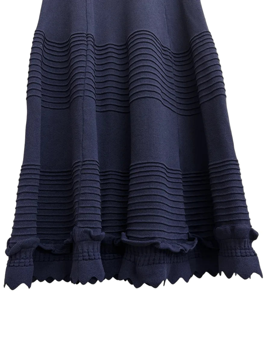 Eliza J Knit Fit and Flare Sleeveless Dress Navy - detail