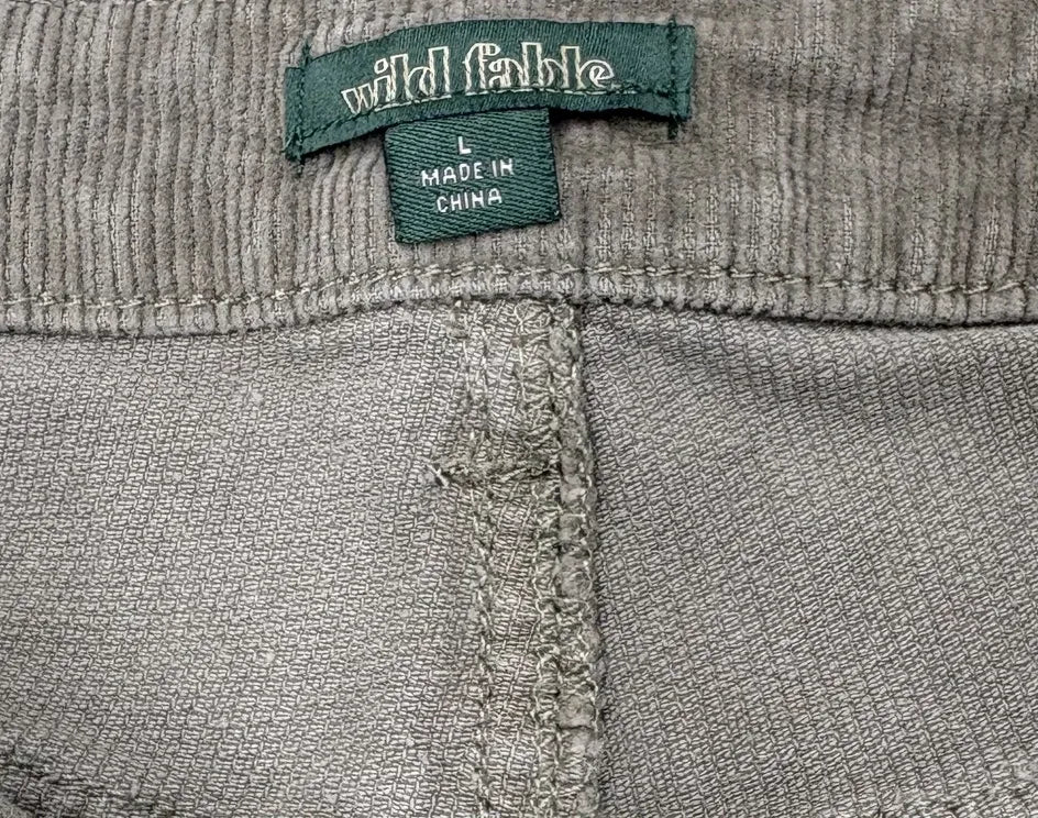 Corduroy Flare Pants Taupe Button Fly Size L - tag