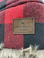 Eddie Bauer Buffalo Plaid Faux Fur Trapper Hat - label