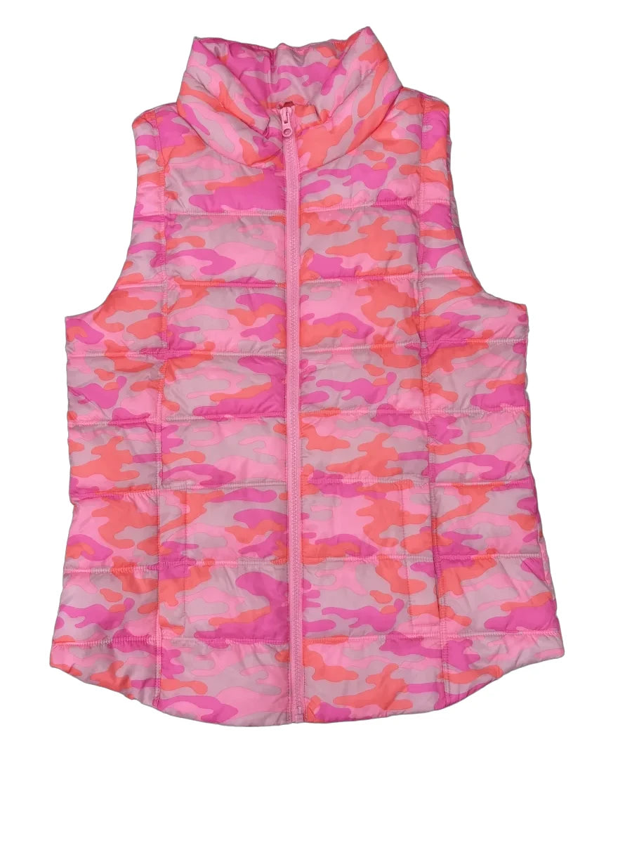 SO Pink Camo Puffer Vest Girls Size 16 - front
