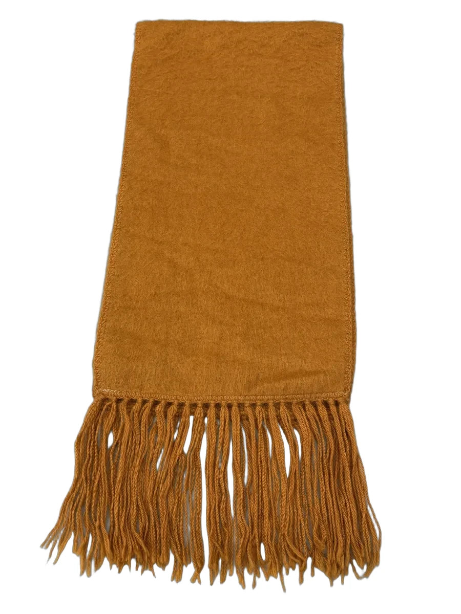 Soft Brushed Fringe Scarf Mustard Orange - front
