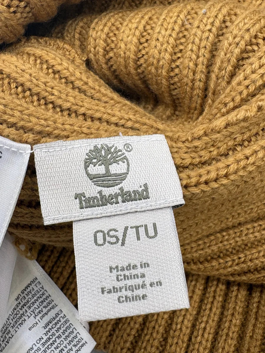 Timberland Ribbed Knit Cuffed Beanie Wheat - tag
