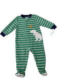 Carter's Dinosaur Print Fleece Footed Sleeper Pajama Green - front