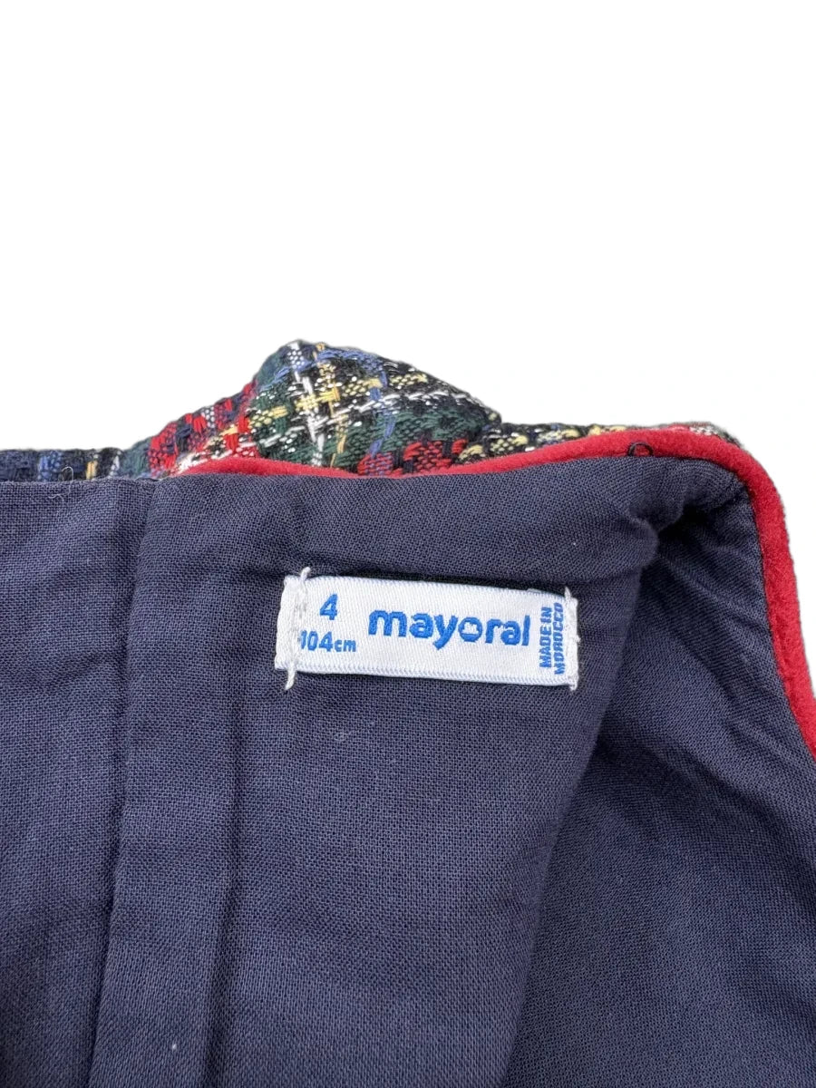 Mayoral Tartan Plaid Tweed A-Line Dress Navy - tag
