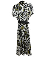 Zara Paisley Print Belted Midi Shirt Dress White - back