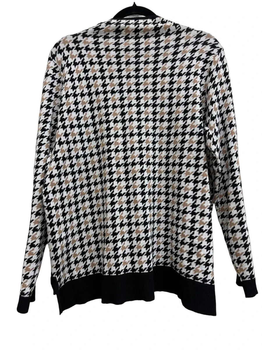Adrianna Papell Houndstooth Knit Sweater Black - back