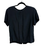 Vintage Christian Dior Silk Short Sleeve Blouse Black - back