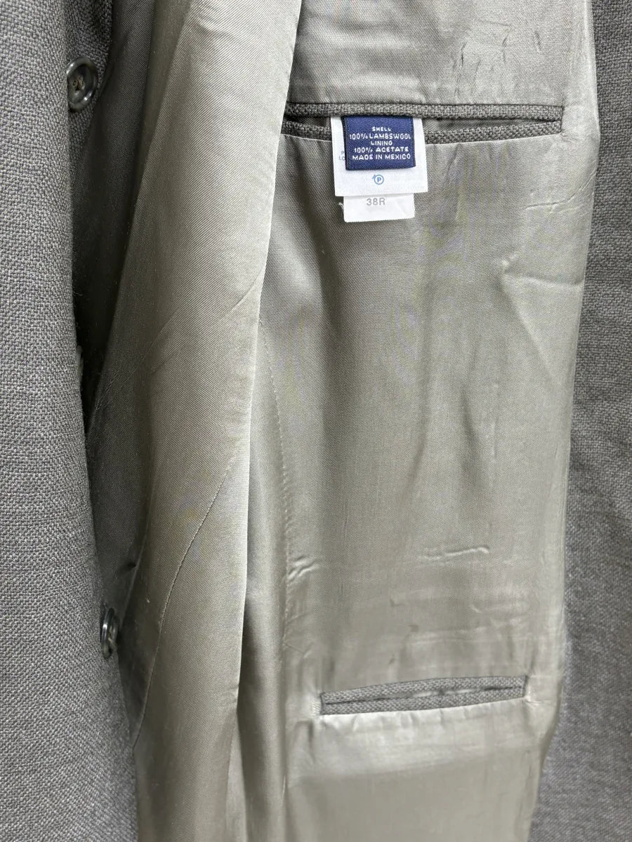 Lands' End Lambswool Two-Button Blazer Gray - detail