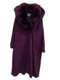 Jessica London Wool Blend Long Coat Faux Fur Collar - front