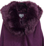 Jessica London Wool Blend Long Coat Faux Fur Collar - detail