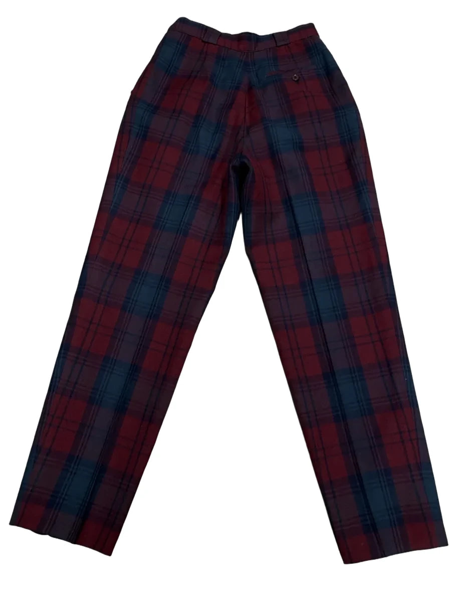 Alanni by Donny Brook Wool Plaid Vintage Trousers Burgundy - back
