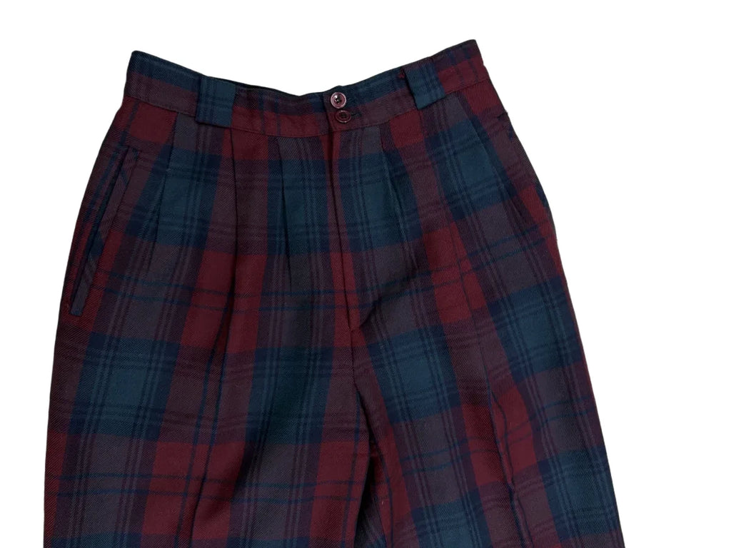 Alanni by Donny Brook Wool Plaid Vintage Trousers Burgundy - detail