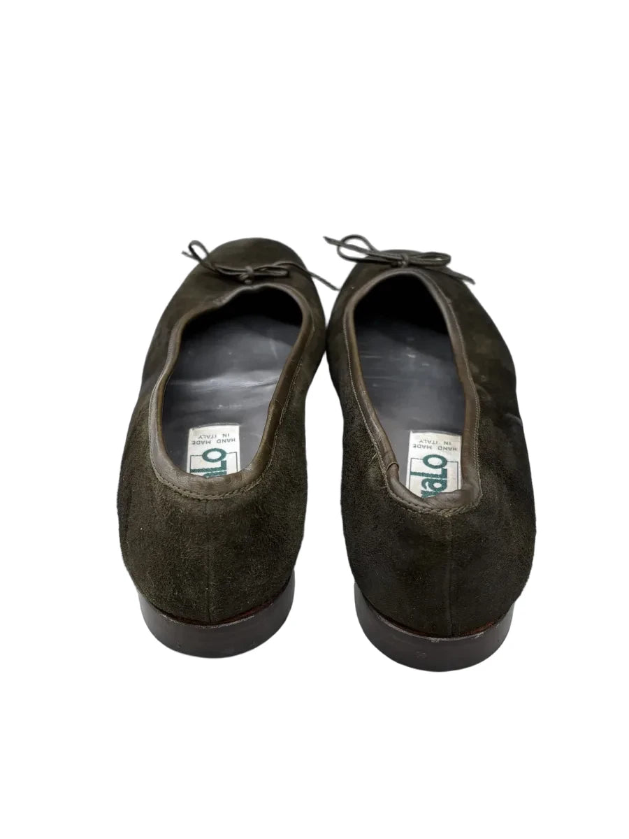gaLo Suede Ballet Flat Dark Olive Green - back